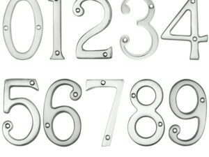 Face Fix Door Numerals (0-9), Satin Chrome