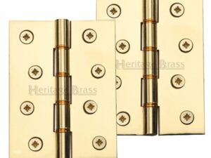 Heritage Brass 4 Inch Double Phosphor Washered Butt Hinges, Polished Brass (Sold In Pairs)