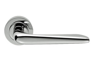 Manital Petra Door Handles On Round Rose, Polished Chrome (Sold In Pairs)