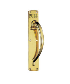 Engraved Large Pull Handle (Left Or Right Hand), Polished Brass