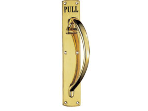 Engraved Large Pull Handle (Left Or Right Hand), Polished Brass