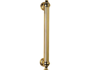 Reeded Grip Pull Handle On Rose (354Mm C/C), Polished Brass