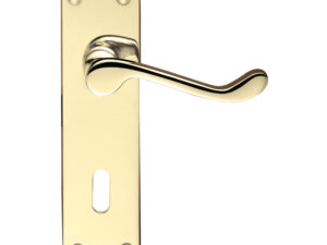 Zoo Hardware Project Range Victorian Scroll Door Handles On Backplate, Electro Brass (Sold In Pairs)