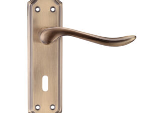 Zoo Hardware Project Range Lincoln Door Handles On Backplate, Florentine Bronze (Sold In Pairs)