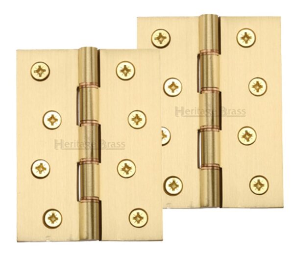 Heritage Brass 4 Inch Double Phosphor Washered Butt Hinges, Satin Brass - (Sold In Pairs)