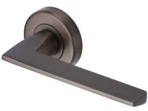 Heritage Brass Pyramid Matt Bronze Door Handles On Round Rose