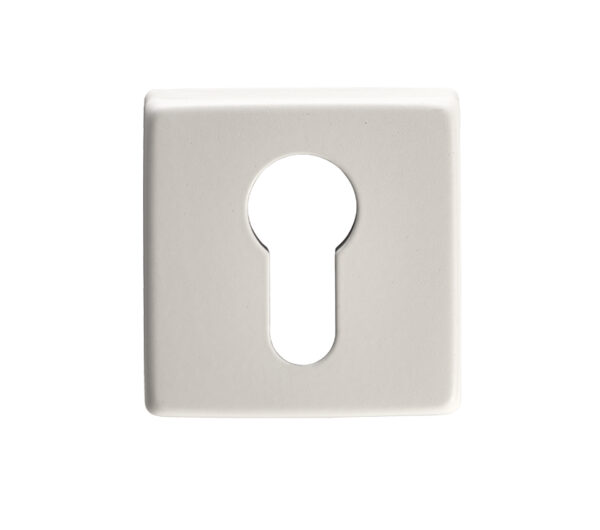 Manital Euro Profile Escutcheon On Square Rose, White Finish (Sold In Singles)