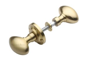 Heritage Brass Suffolk Rim Door Knobs, Satin Brass (Sold In Pairs)