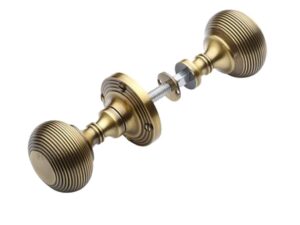 Heritage Brass Reeded Rim Door Knob, Antique Brass (Sold In Pairs)