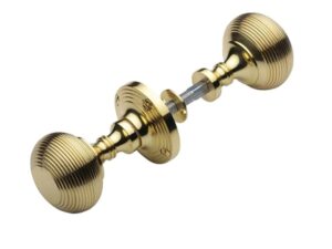 Heritage Brass Reeded Rim Door Knob, Polished Brass (Sold In Pairs)