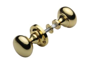 Heritage Brass Victoria Rim Door Knobs, Polished Brass (Sold In Pairs)