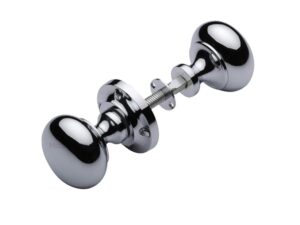 Heritage Brass Victoria Rim Door Knobs, Polished Chrome (Sold In Pairs)