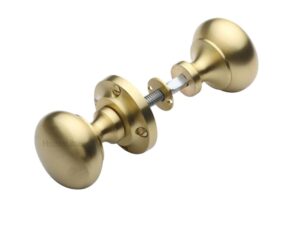 Heritage Brass Victoria Rim Door Knobs, Satin Brass (Sold In Pairs)