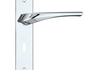 Zoo Hardware Rosso Maniglie Aries Door Handles On Backplate, Polished Chrome (Sold In Pairs)