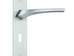 Zoo Hardware Rosso Maniglie Aries Door Handles On Backplate, Satin Chrome (Sold In Pairs)