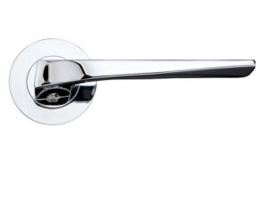 Zoo Hardware Rosso Maniglie Lyra Lever On Round Rose, Polished Chrome (Sold In Pairs)