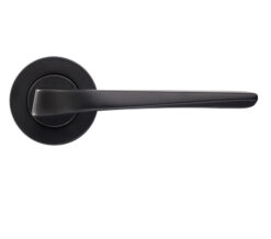 Zoo Hardware Rosso Maniglie Lyra Lever On Round Rose, Powder Coated Black (Sold In Pairs)