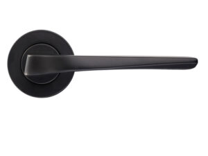 Zoo Hardware Rosso Maniglie Lyra Lever On Round Rose, Powder Coated Black (Sold In Pairs)