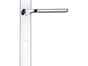 Zoo Hardware Rosso Maniglie Vela Euro Lock Multi Point Door Handles On Narrow 220Mm Backplate, Polished Chrome (Sold In Pairs)