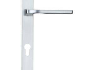 Zoo Hardware Rosso Maniglie Vela Euro Lock Multi Point Door Handles On Narrow 220Mm Backplate, Satin Chrome (Sold In Pairs)