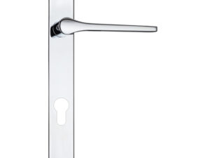 Zoo Hardware Rosso Maniglie Draco Euro Lock Multi Point Door Handles On Narrow 220Mm Backplate, Polished Chrome (Sold In Pairs)