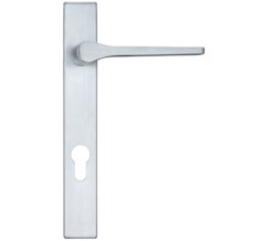 Zoo Hardware Rosso Maniglie Draco Euro Lock Multi Point Door Handles On Narrow 220Mm Backplate, Satin Chrome (Sold In Pairs)