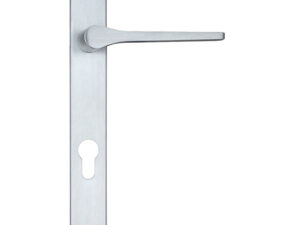 Zoo Hardware Rosso Maniglie Draco Euro Lock Multi Point Door Handles On Narrow 220Mm Backplate, Satin Chrome (Sold In Pairs)