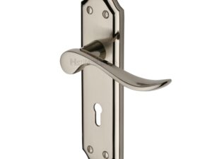 Heritage Brass Sandown Mercury Finish Satin Nickel With Polished Nickel Edge Handles (Sold In Pairs)