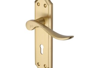 Heritage Brass Sandown Satin Brass Door Handles (Sold In Pairs)