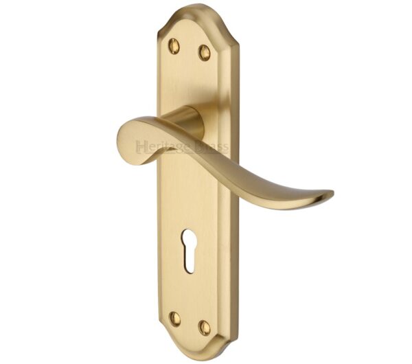 Heritage Brass Sandown Satin Brass Door Handles (Sold In Pairs)