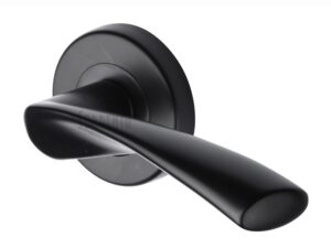 M Marcus Sorrento Treviso Door Handles On Round Rose, Matt Black (Sold In Pairs)