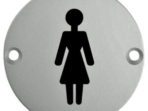 Eurospec Female Symbol Sign, Polished Stainless Steel Or Satin Stainless Steel Finish