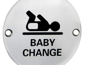 Eurospec Baby Change Symbol Sign, Polished Stainless Steel Or Satin Stainless Steel Finish