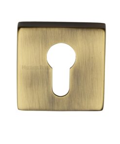 Heritage Brass Euro Profile Square Key Escutcheon, Antique Brass