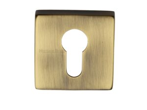 Heritage Brass Euro Profile Square Key Escutcheon, Antique Brass