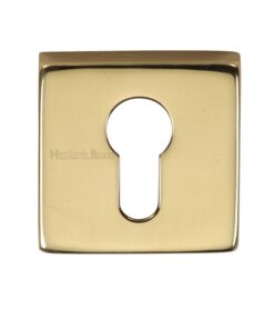 Heritage Brass Euro Profile Square Key Escutcheon, Polished Brass