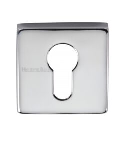 Heritage Brass Euro Profile Square Key Escutcheon, Polished Chrome