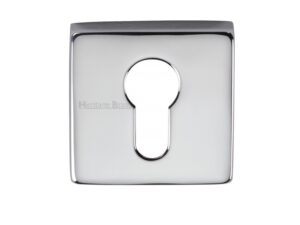 Heritage Brass Euro Profile Square Key Escutcheon, Polished Chrome