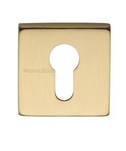 Heritage Brass Euro Profile Square Key Escutcheon, Satin Brass