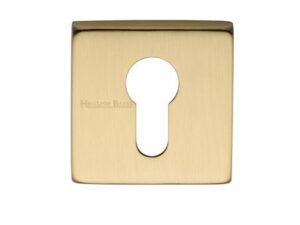 Heritage Brass Euro Profile Square Key Escutcheon, Satin Brass