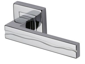 Heritage Brass Amazon Polished Chrome Door Handles On Square Rose (Sold In Pairs)