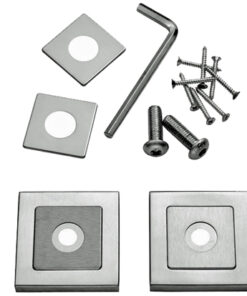 Eurospec Square Rose Packs, 8Mm X 52Mm, Duo Finish Polished & Satin Stainless Steel