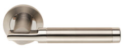 Eurospec Berna Dual Finish Polished Stainless Steel & Satin Stainless Steel Door Handles (Sold In Pairs)