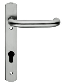 Eurospec Safety Lever Narrow Plate, 92Mm C/C, Euro Lock, Stainless Steel Door Handles (Sold In Pairs)