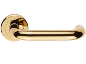 Serozzetta Dda Compliant Safety Door Handles On Round Rose, Pvd Stainless Brass - (Sold In Pairs)