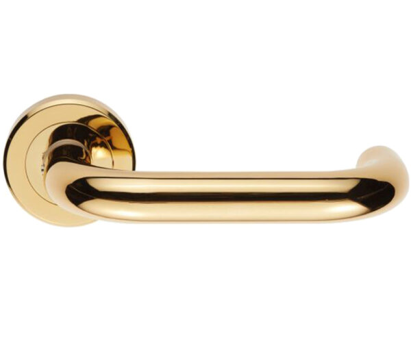 Serozzetta Dda Compliant Safety Door Handles On Round Rose, Pvd Stainless Brass - (Sold In Pairs)