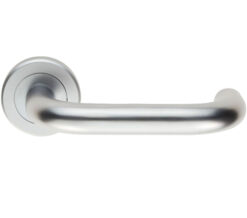 Serozzetta Dda Compliant Safety Door Handles On Round Rose, Satin Chrome - (Sold In Pairs)