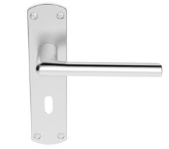 Serozzetta Uno Door Handles On Backplate, Satin Chrome (Sold In Pairs)