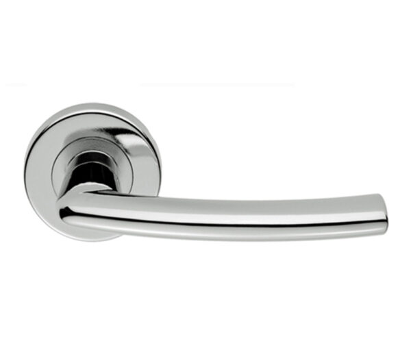 Serozzetta Dos Door Handles On Round Rose, Satin Chrome (Sold In Pairs)