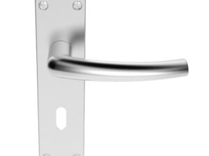 Serozzetta Dos Door Handles On Backplate, Satin Chrome (Sold In Pairs)